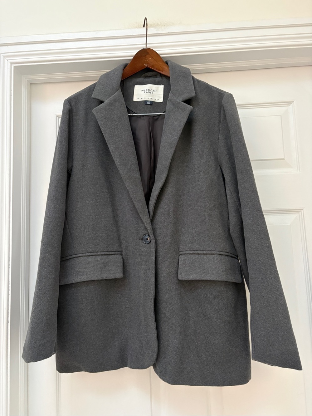 American Eagle Outfitters Charcoal Gray Single-Button Blazer